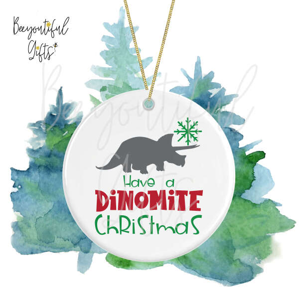 Ceramic Christmas Tree Decoration - Have A Dinomite Christmas