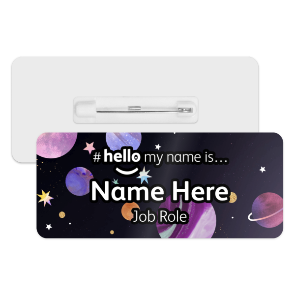 #hello my name is... Name Badge - Colourful Galaxy Background