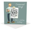 Crossword birthday card for him - designed by Erica Sturla and featuring a crossworder with his puzzle - 15cm square
