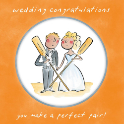 Holy Mackerel Perfect pair rowing themed wedding card by Rosie Brooks - blank inside - 15cm square
