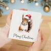 Fun Christmas Card of a Squirrel Wearing A Santa Hat Whimsical Watercolour Christmas Card For Animal Lover For Him or Her - Square (5.5x5.5) / Blank Inside