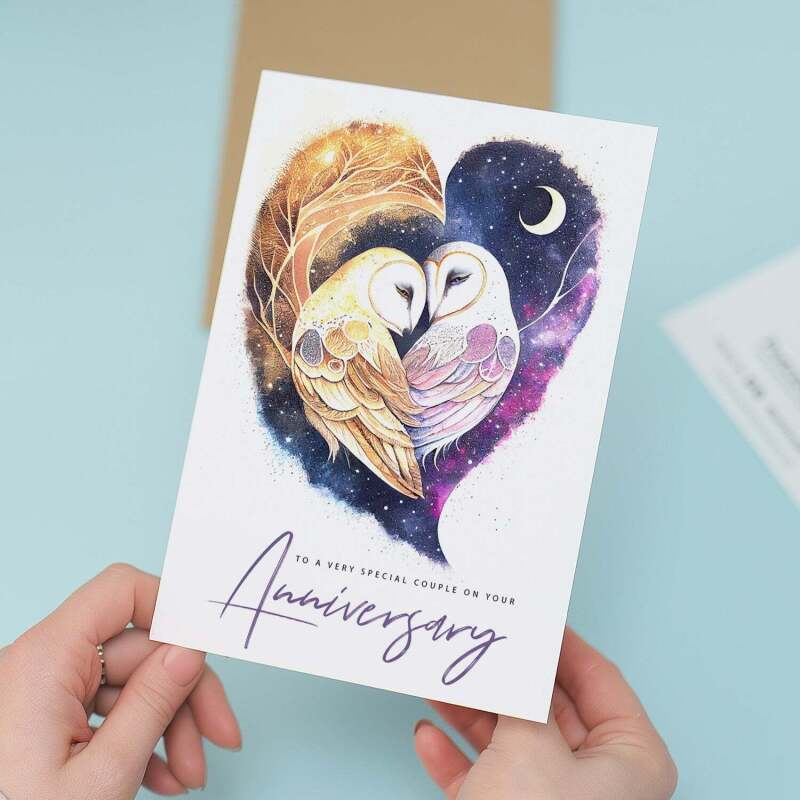 Anniversary Card For Couple Wedding Anniversary Card For Son and Daughter-In-Law Anniversary Card For Daughter and Son-In-Law Love Bird Card - Large (5x7) / Blank Message
