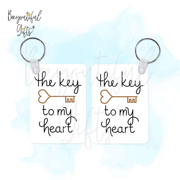 The Key To My Heart High Gloss Rectangular Wooden Key Ring