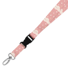 Double Breakaway Lanyard - Cloud & Stars Pink Background