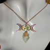 Fluorite and Iridescent Colour Charm Gold Necklace