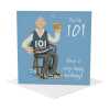 101st birthday card for him - designed by Erica Sturla - 15cm square and blank inside, made in the UK