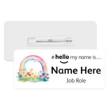 #hello my name is... Name Badge - Watercolour Floral Rainbow
