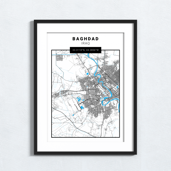 Baghdad - Iraq - Map Print - A4