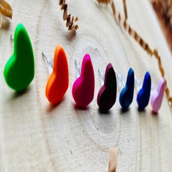 Handmade Colorful Polymer Clay Heart Stud Earrings, Hypoallergenic