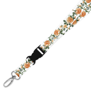 Double Breakaway Lanyard - Orange Rose Border