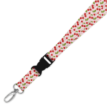 Double Breakaway Lanyard - Cherries on Pink Gingham