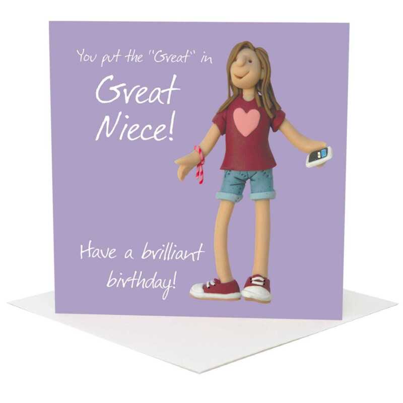 Great niece birthday card for her - designed by Erica Sturla - 15cm square and blank inside, made in the UK