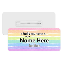 #hello my name is... Name Badge - Rainbow Watercolour Brush Strokes