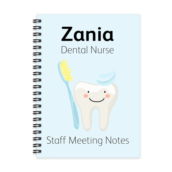 Personalised A5 Notebook - Cute Tooth Blue