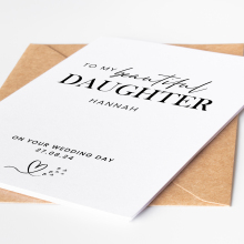 Personalised Wedding Day Card - To My Beautiful Daughter on Your Wedding Day - Small (Approx. A6) - Standard Smooth Card