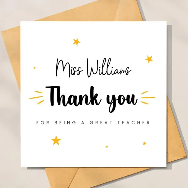 Personalised Thank You Teacher Card - For Being A Great Teacher - Standard Smooth Card