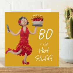 80th birthday card for her - designed by Erica Sturla - 15cm square and blank inside, made in the UK