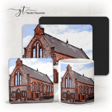 St Teresa Church Irlam - Ceramic Mug, Hardboard Coaster & Placemat Set - St Teresa Church Irlam