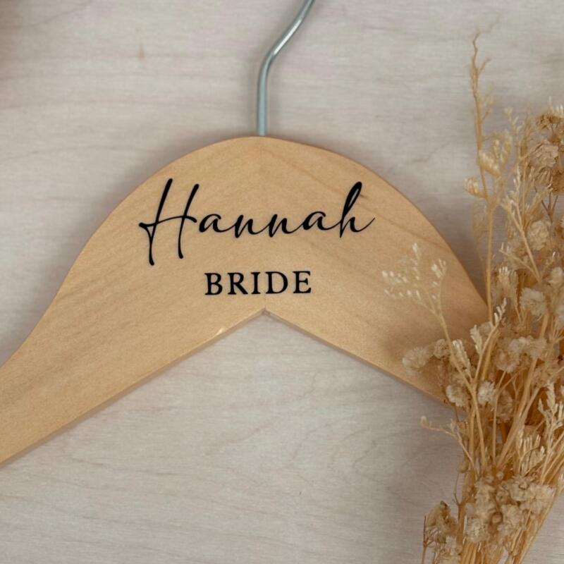 Completed Personalised Wedding Hanger / Hanger Decal Sticker / Custom Decal / Bridesmaid Gifts / Bridal Decals Permanent Vinyl - Name Only - Decal - Black