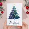 Daughter Christmas Card, Watercolour Christmas Tree Design, For Her, Christmas Card - Portrait (5x7) / Blank Inside