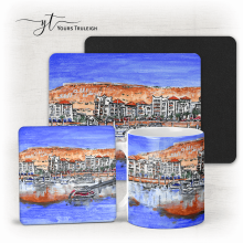 Agadir Marina - Ceramic Mug, Hardboard Coaster & Placemat Set - Agadir Marina