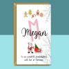 Personalized Granddaughter Christmas Card: Santa Xmas Name Card - Blank inside - Regular - Matte