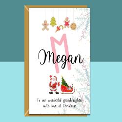 Personalized Granddaughter Christmas Card: Santa Xmas Name Card
