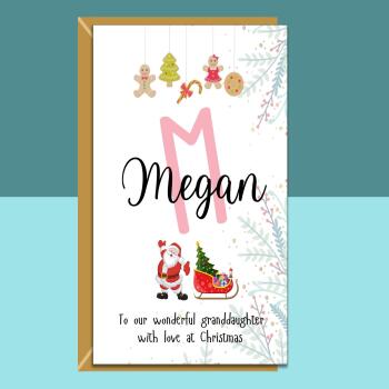 Personalized Granddaughter Christmas Card: Santa Xmas Name Card