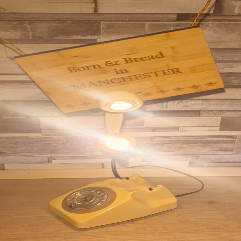 Rotary Dial Telephones Vintage Cream Lamp, With white rim spots and green rotary, 1970s GPO 746 Models