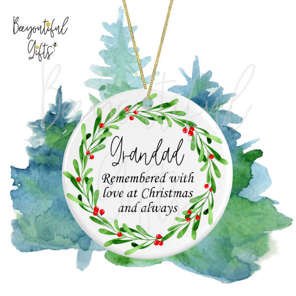 Personalised Ceramic Christmas Tree Decoration - Remembered With Love at Christmas and Always