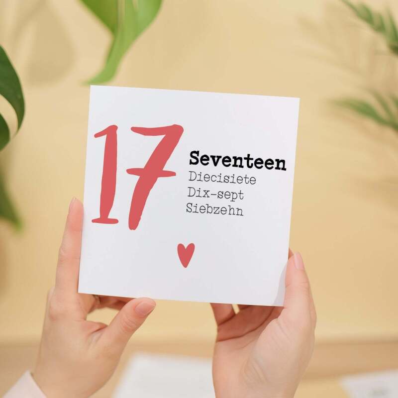 17 Year Anniversary Card 17 Year Card For Husband 17th Anniversary Card For Wife Anniversary Card For Boyfriend or Girlfriend 17 Year Card - Square (5.5x5.5) / Blank Inside