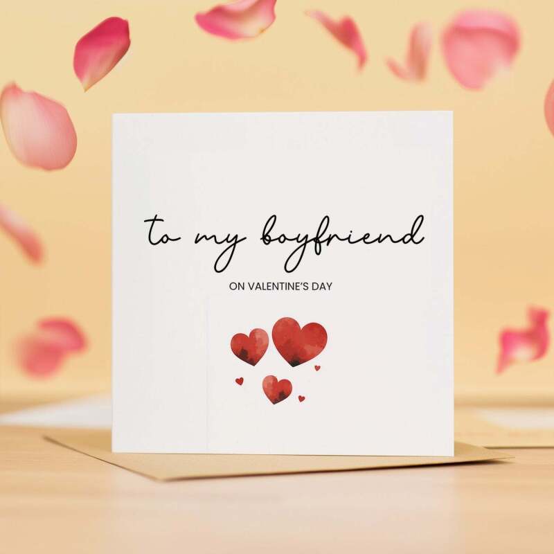 Valentine's Day Card for Boyfriend, Cute Simple Design for Valentine's Day - Square (5.5x5.5) / Blank Inside