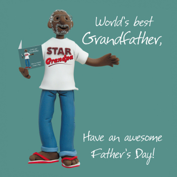 Holy Mackerel Worlds Best Grandfather on Fathers Day, an Erica Sturla 15cm square card from, for a Grandad, blank inside for your message