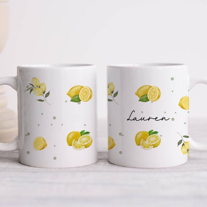 Personalised Lemon Print Mug