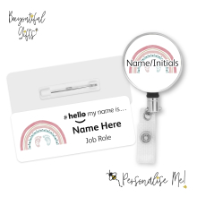 #hello my name is... Name Badge & Metal ID Reel - Boho Baby Pink & Blue