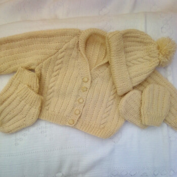 Unisex Hand Knitted Cabled Cardigan Set, 4 Piece Cardigan Set