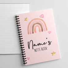 Personalised A5 Notebook - Pink Pastel Rainbow