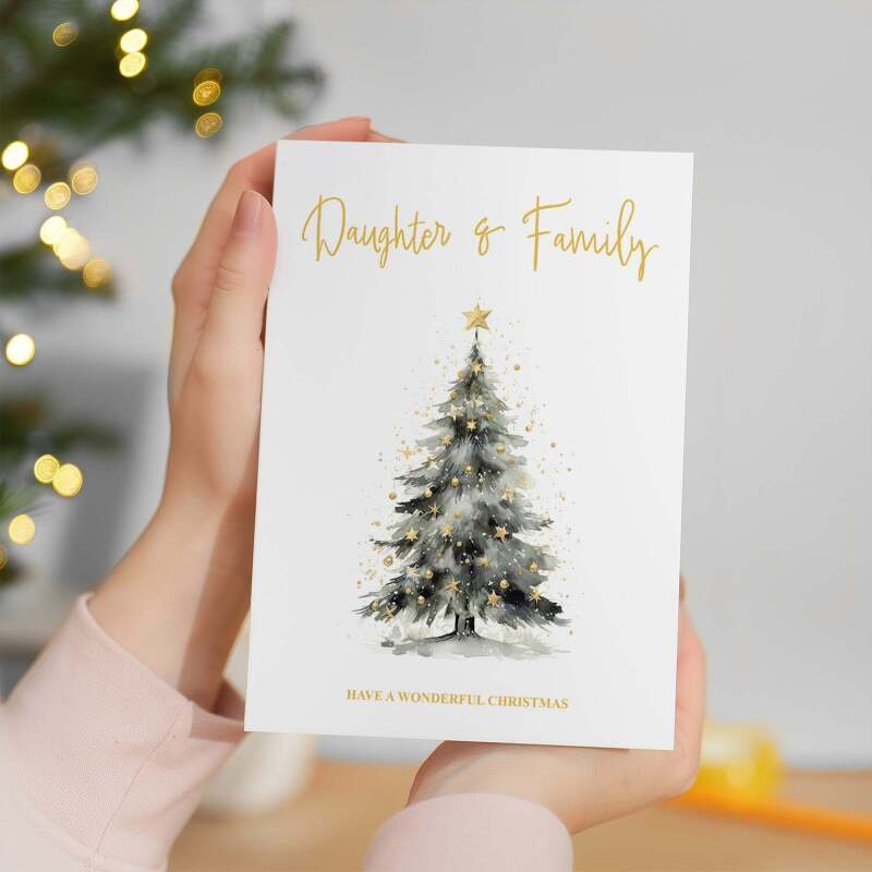 Christmas Card For Daughter and Family Card Xmas Card for Daughter Christmas Card for Loved One Daughter Family Card Christmas Tree Card - Large (5x7) / Blank Message