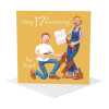 Top team 17th wedding anniversary card for a couple - designed by Erica Sturla - 15cm square and blank inside, made in the UK