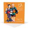 12th anniversary card (silk anniversary card) - designed by Erica Sturla - 15cm square and blank inside, made in the UK