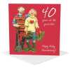 Ruby chard 40th anniversary card (ruby anniversary) - designed by Erica Sturla - 15cm square and blank inside, made in the UK