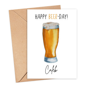 Personalised Alcohol Pun Card - Happy Beer-day!