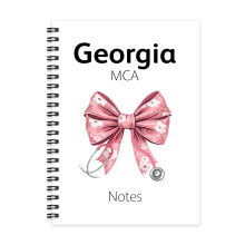 Personalised A5 Notebook - Pink Floral Coquette Bow