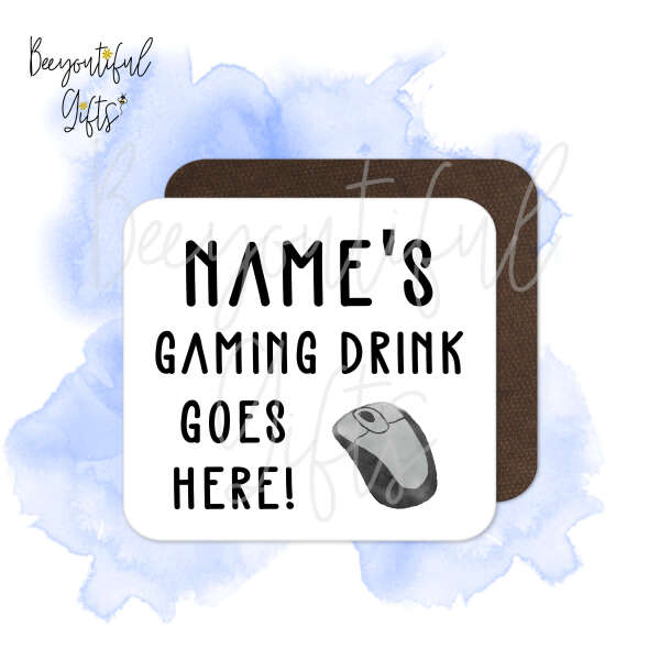 Personalised Gaming Coaster - Watercolour Mouse Gaming Drink