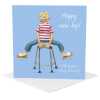 Funny female happy new hip card to send get well wishes - designed by Erica Sturla - 15cm square and blank inside, made in the UK