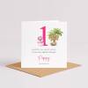Personalised 1st birthday, 2nd or 3rd Baby Dinosaur Card Customised Handmade for Girls - Smooth No Message - Kraft Brown