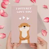 Cute Valentine's Day Card I'm Otterly Love You Cute Otter Valentine's Day Card For Him or Her