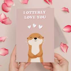 Cute Valentine's Day Card I'm Otterly Love You Cute Otter Valentine's Day Card For Him or Her
