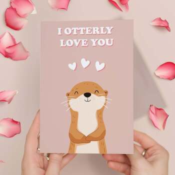 Cute Valentine's Day Card I'm Otterly Love You Cute Otter Valentine's Day Card For Him or Her