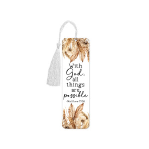 Religious Aluminium Bookmark with Tassel - With God All Things Are Possible